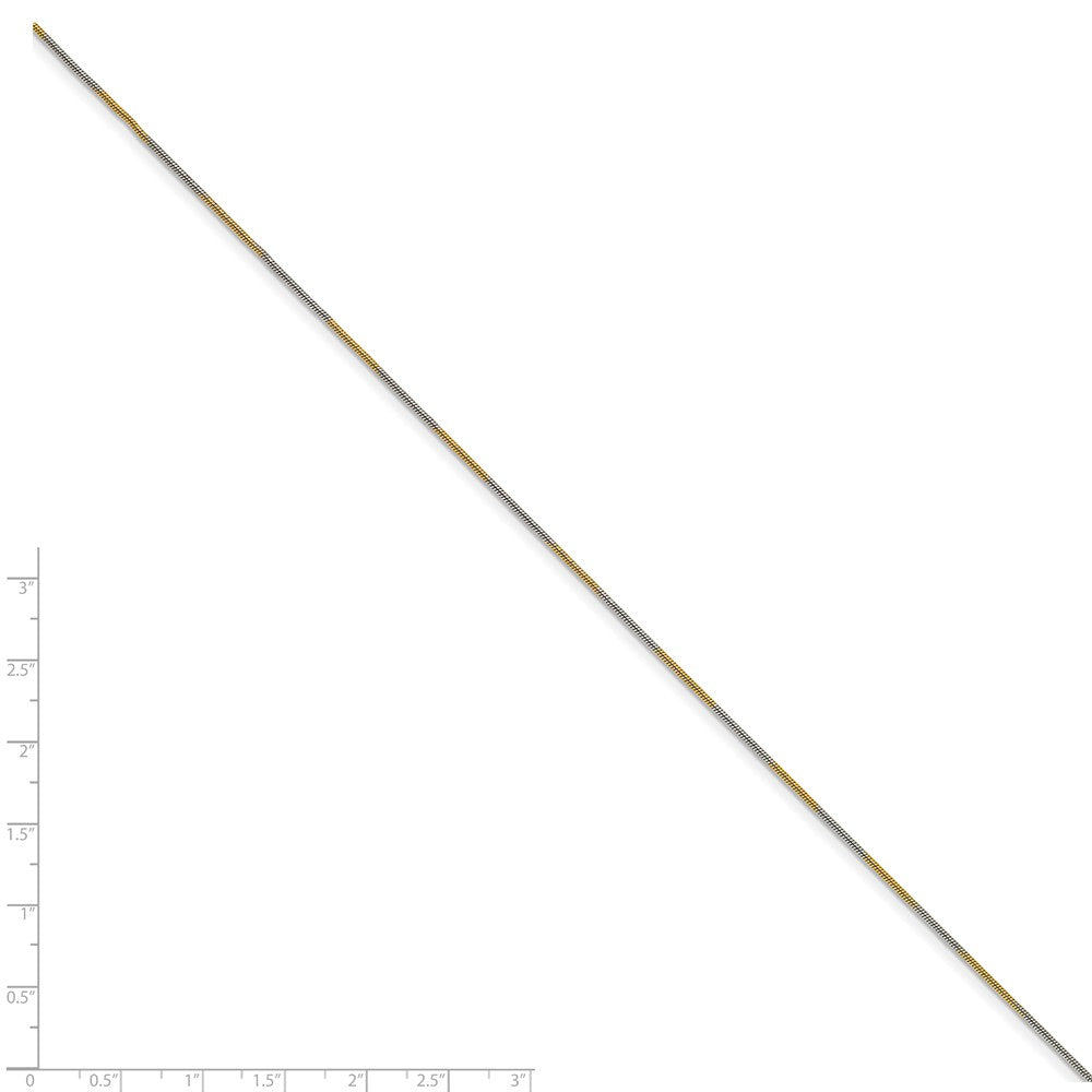 Chisel White and Yellow Rhodium over Brass 1mm 2 color plated Snake Chain Necklace - 18 inches
