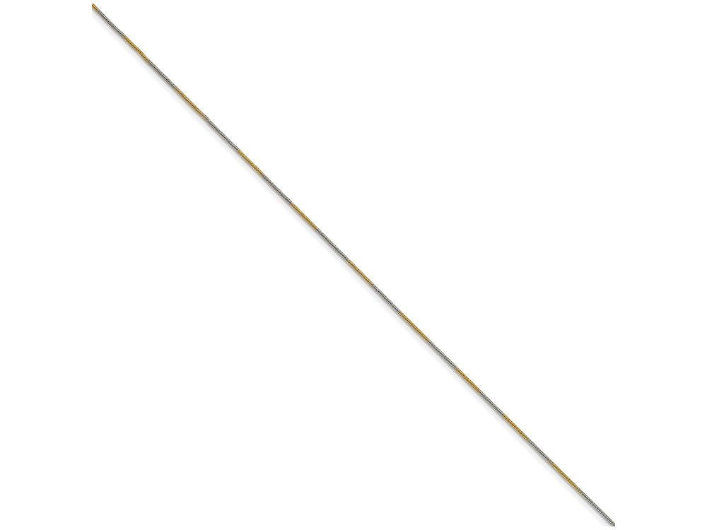 Chisel White and Yellow Rhodium over Brass 1mm 2 color plated Snake Chain Necklace - 24 inches