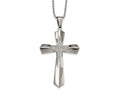 Chisel Stainless Steel Polished CZ Cross Necklace