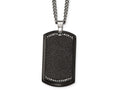 Chisel Stainless Steel Brushed Lasercut  Black Ip Plated CZ Dogtag Necklace