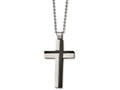 Chisel Stainless Steel Polished And Laser Cut Black Ip Cross Necklace