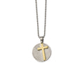 Chisel Stainless Steel Brushed/polished Yellow Ip Lords Prayer Cross Necklace