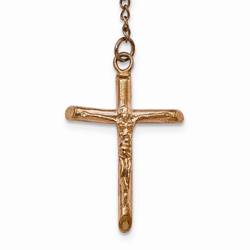 Chisel Stainless Steel Polished Rose Ip-plated Rosary Necklace