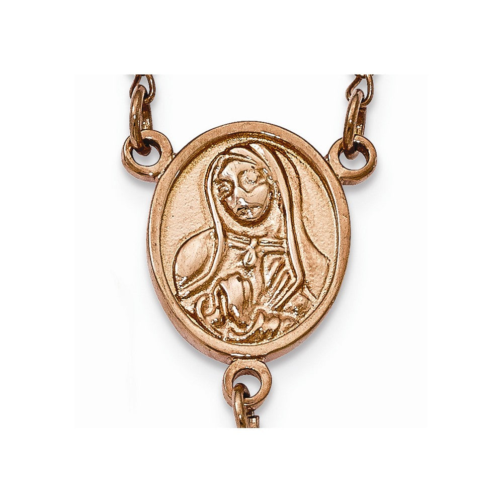 Chisel Stainless Steel Polished Rose Ip-plated Rosary Necklace