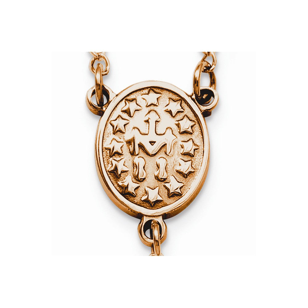 Chisel Stainless Steel Polished Rose Ip-plated Rosary Necklace