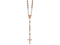Chisel Stainless Steel Polished Rose Ip-plated Rosary Necklace