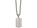 Chisel Stainless Steel Brushed And Polished Grooved Dogtag Necklace