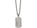 Chisel Stainless Steel Polished Weaved Pattern Dogtag Necklace