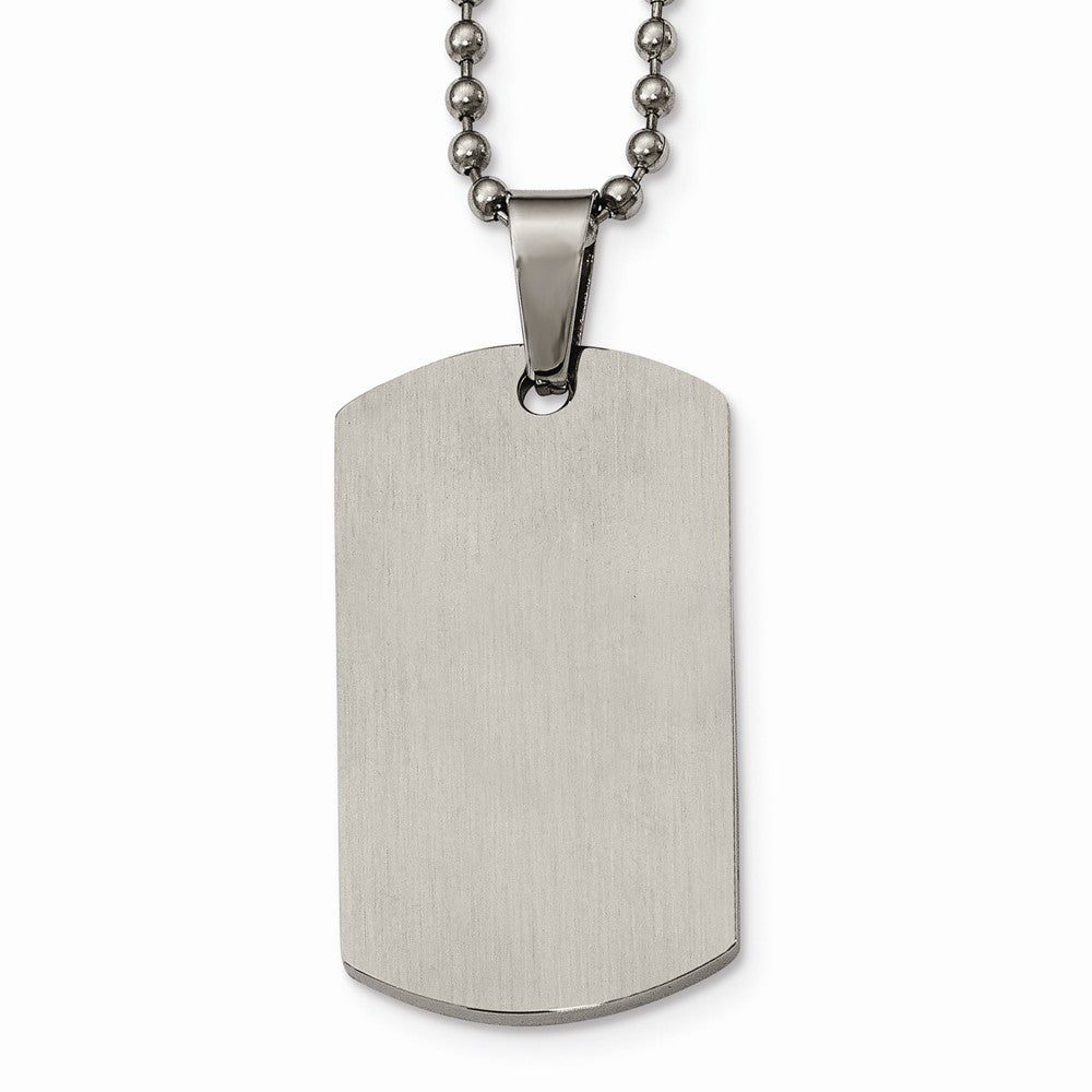 Chisel Stainless Steel Polished Rounded Edge 2mm Thick Dog Tag Necklace