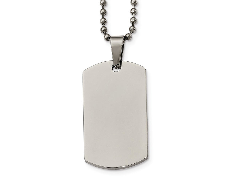 Chisel Stainless Steel Polished Rounded Edge 2mm Thick Dog Tag Necklace