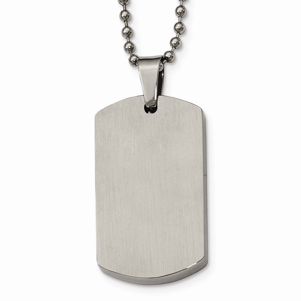 Chisel Stainless Steel Polished Rounded Edge 4mm Thick Dog Tag Necklace