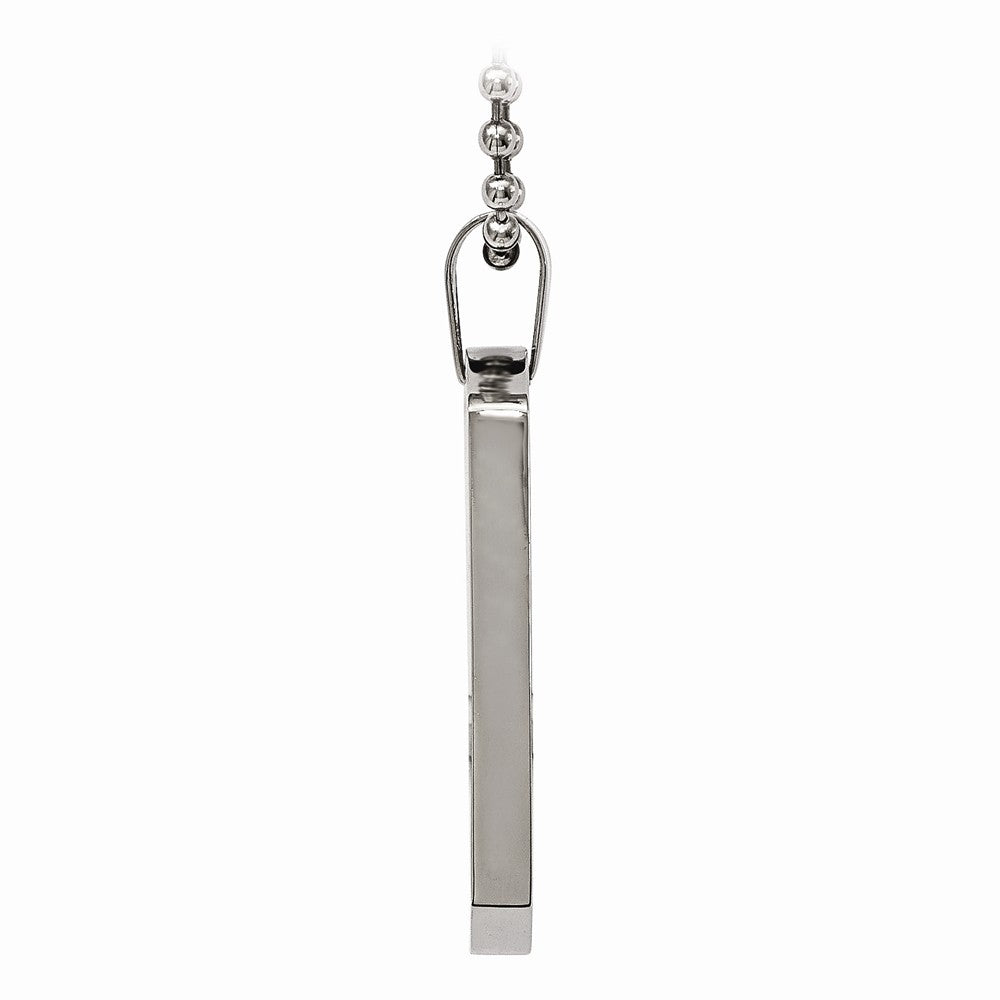 Chisel Stainless Steel Polished Rounded Edge 4mm Thick Dog Tag Necklace