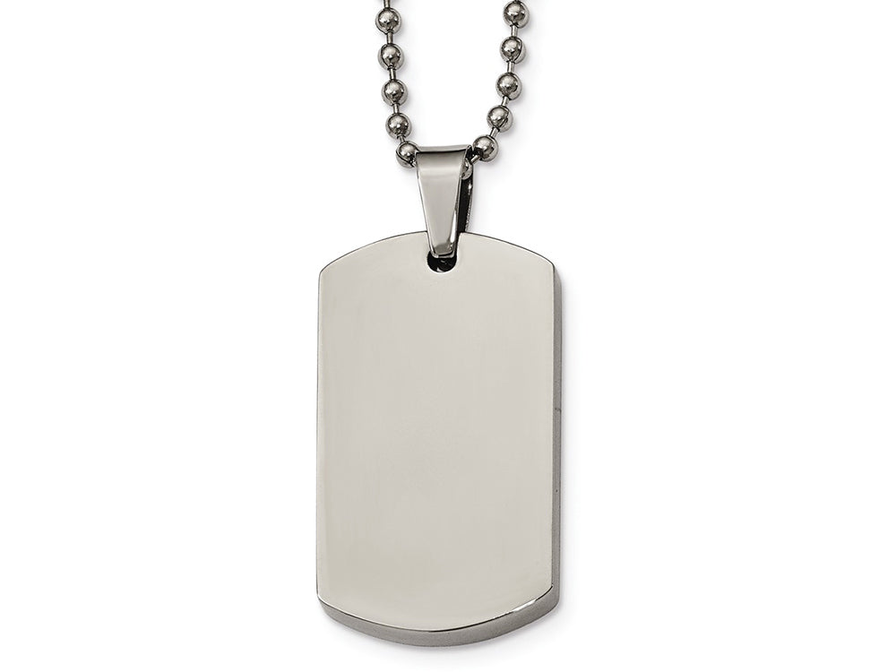 Chisel Stainless Steel Polished Rounded Edge 4mm Thick Dog Tag Necklace