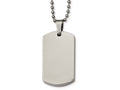 Chisel Stainless Steel Polished Rounded Edge 4mm Thick Dog Tag Necklace