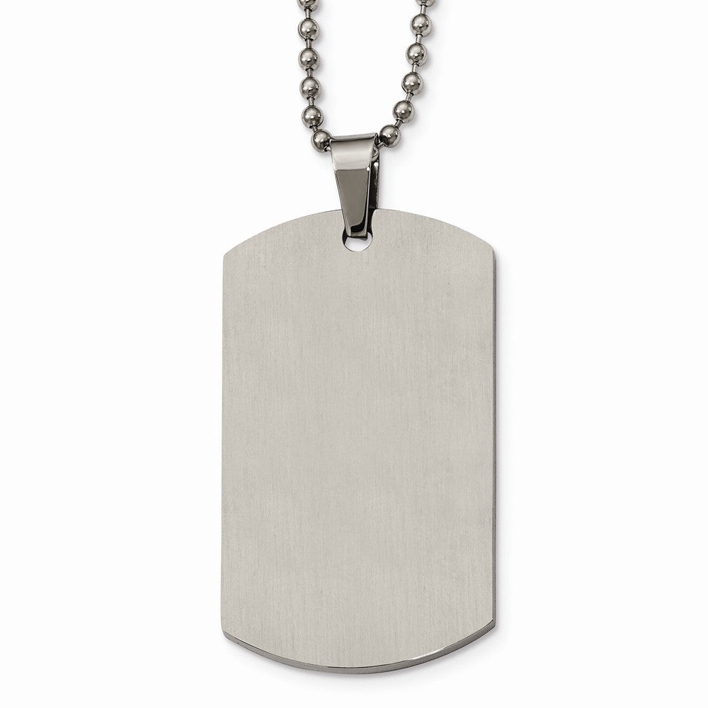 Chisel Stainless Steel Polished Rounded Edge 2mm Thick Dog Tag Necklace