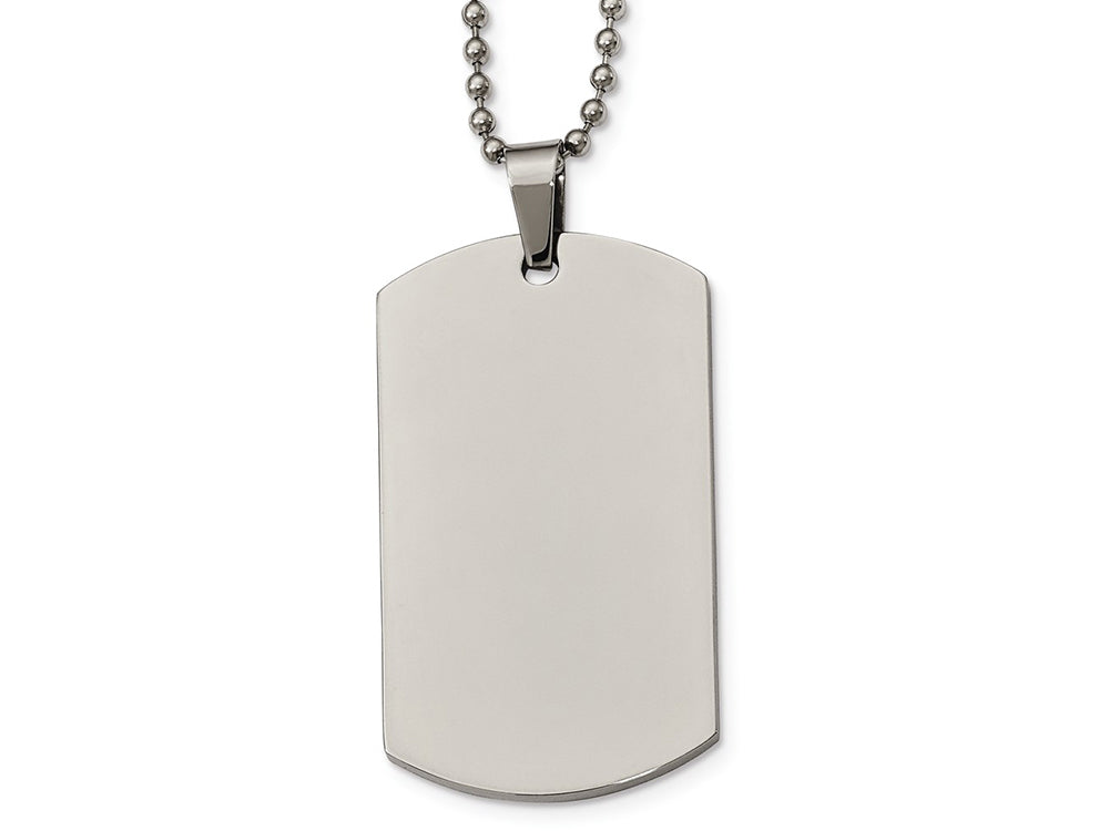 Chisel Stainless Steel Polished Rounded Edge 2mm Thick Dog Tag Necklace