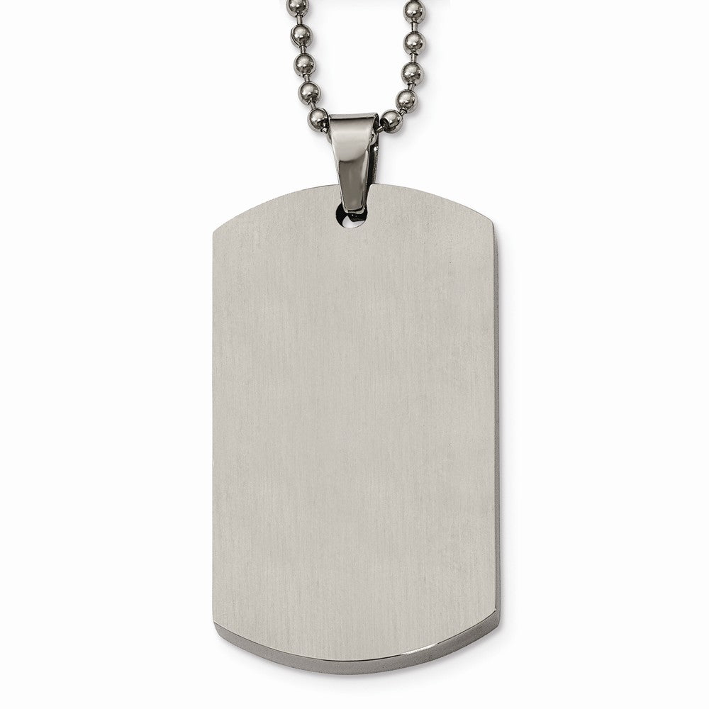 Chisel Stainless Steel Polished Rounded Edge 4mm Thick Dog Tag Necklace