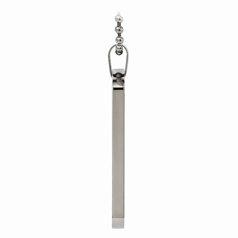 Chisel Stainless Steel Polished Rounded Edge 4mm Thick Dog Tag Necklace