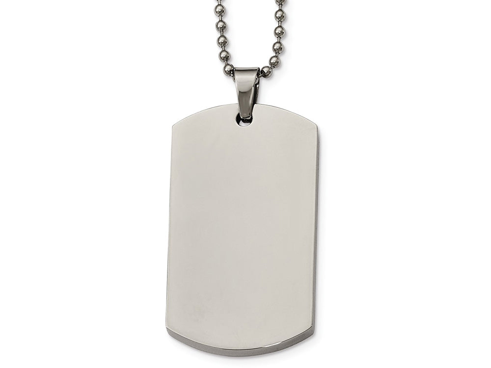 Chisel Stainless Steel Polished Rounded Edge 4mm Thick Dog Tag Necklace
