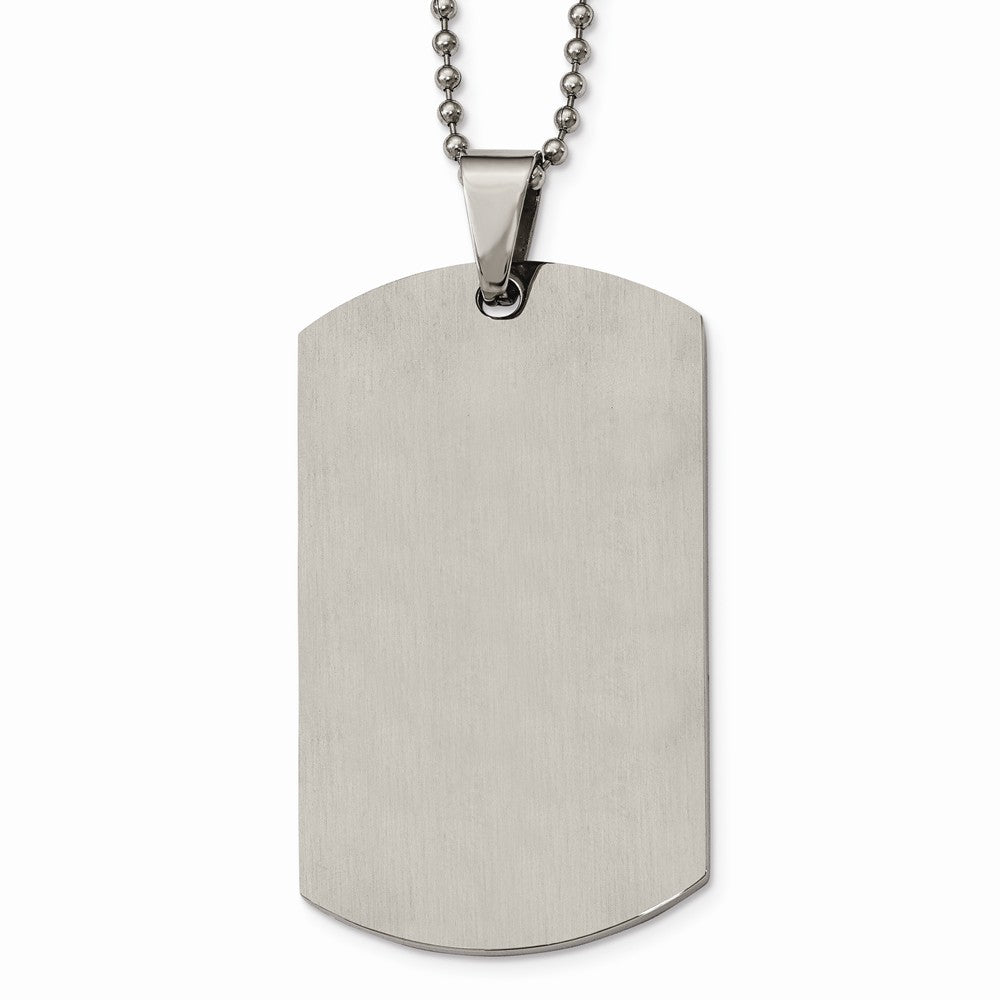 Chisel Stainless Steel Polished Rounded Edge Xlarge 2mm Thick Dog Tag Necklace