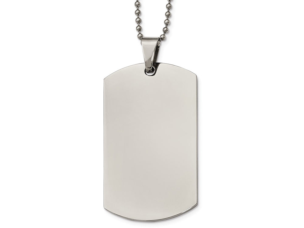Chisel Stainless Steel Polished Rounded Edge Xlarge 2mm Thick Dog Tag Necklace