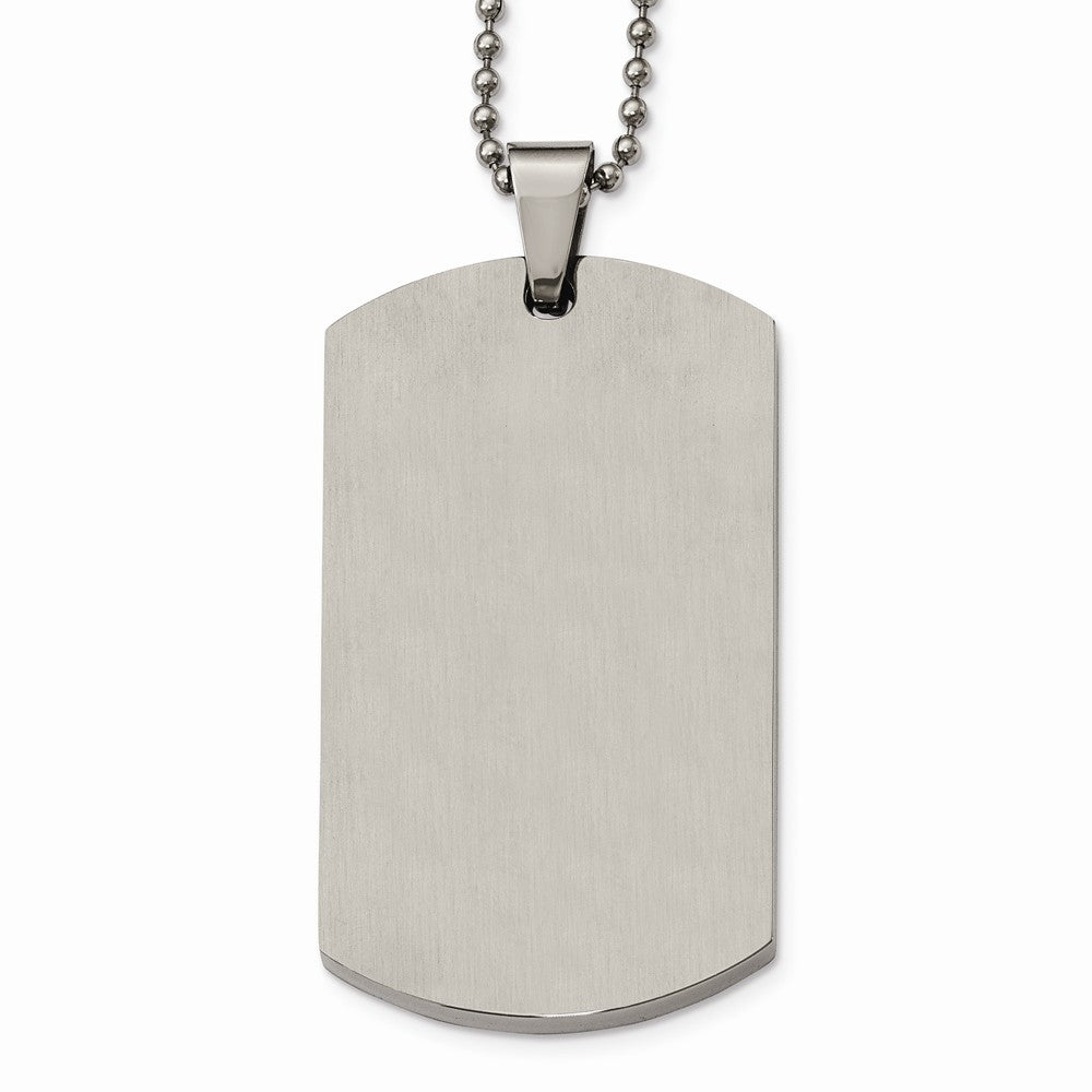 Chisel Stainless Steel Polished Rounded Edge Xlarge 4mm Thick Dog Tag Necklace