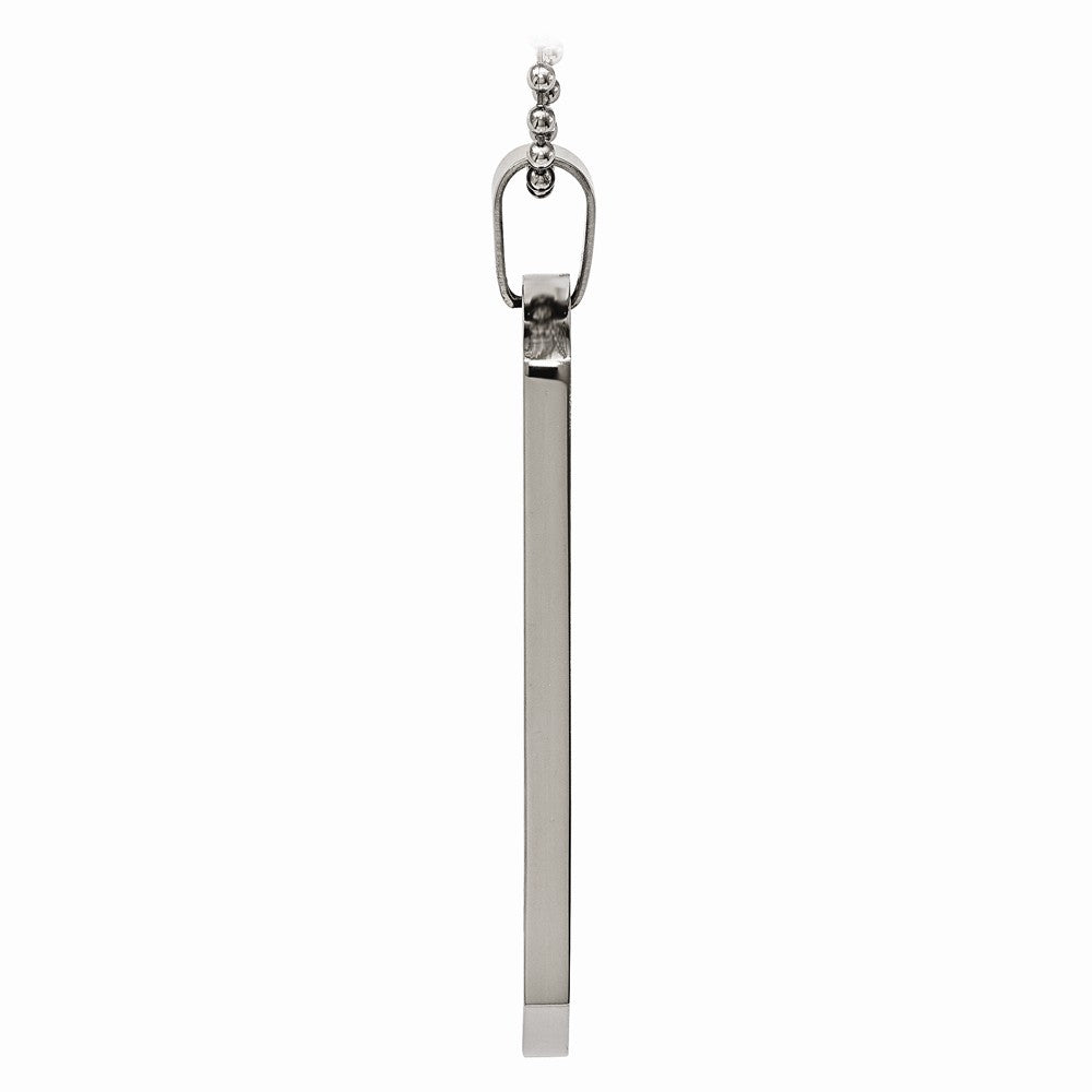 Chisel Stainless Steel Polished Rounded Edge Xlarge 4mm Thick Dog Tag Necklace