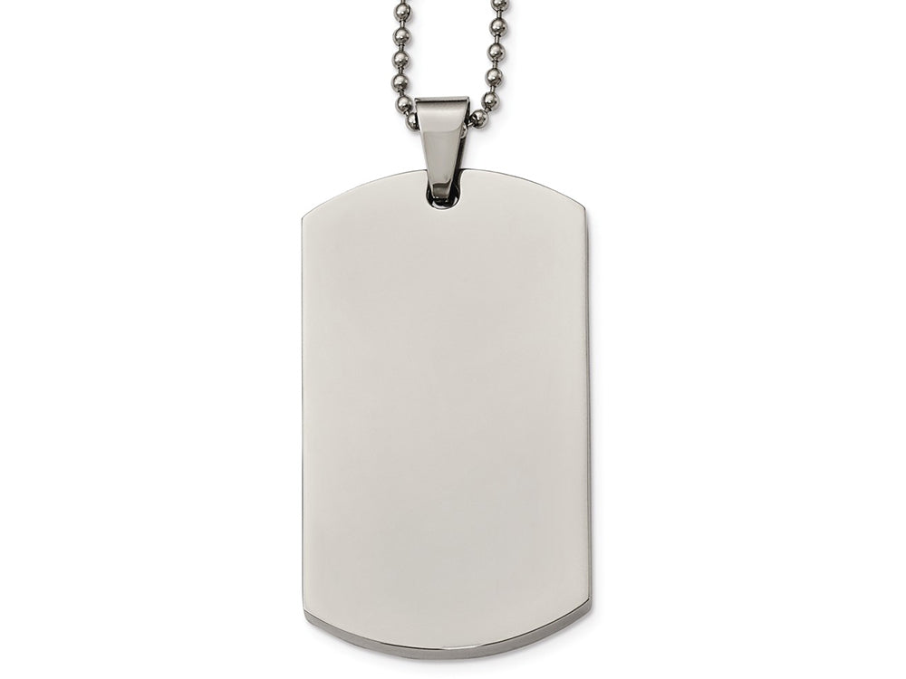 Chisel Stainless Steel Polished Rounded Edge Xlarge 4mm Thick Dog Tag Necklace