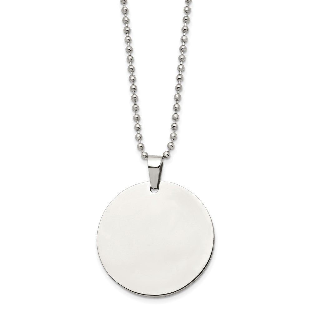 Chisel Stainless Steel Polished Circle 2mm Thick Dog Tag Necklace