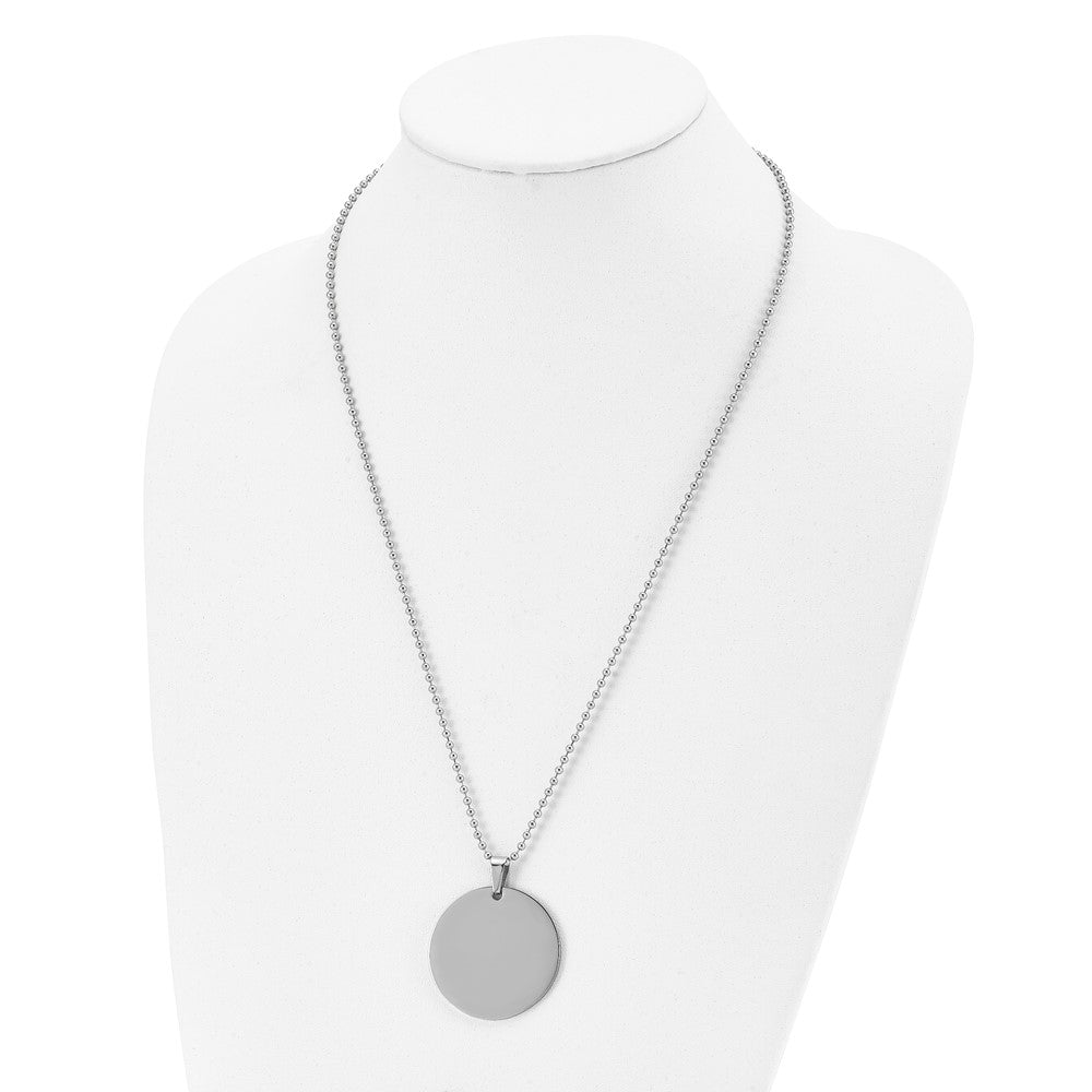Chisel Stainless Steel Polished Circle 2mm Thick Dog Tag Necklace