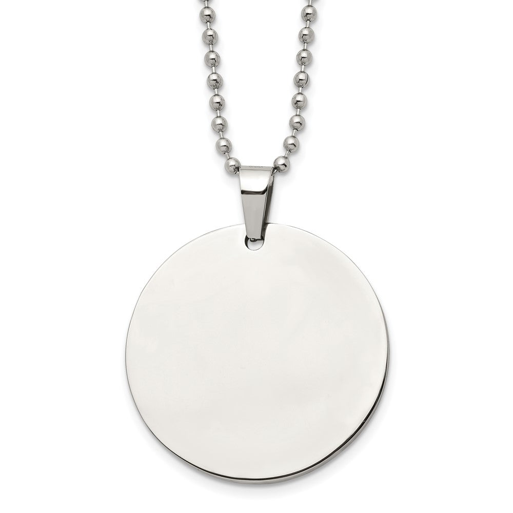 Chisel Stainless Steel Polished Circle 2mm Thick Dog Tag Necklace