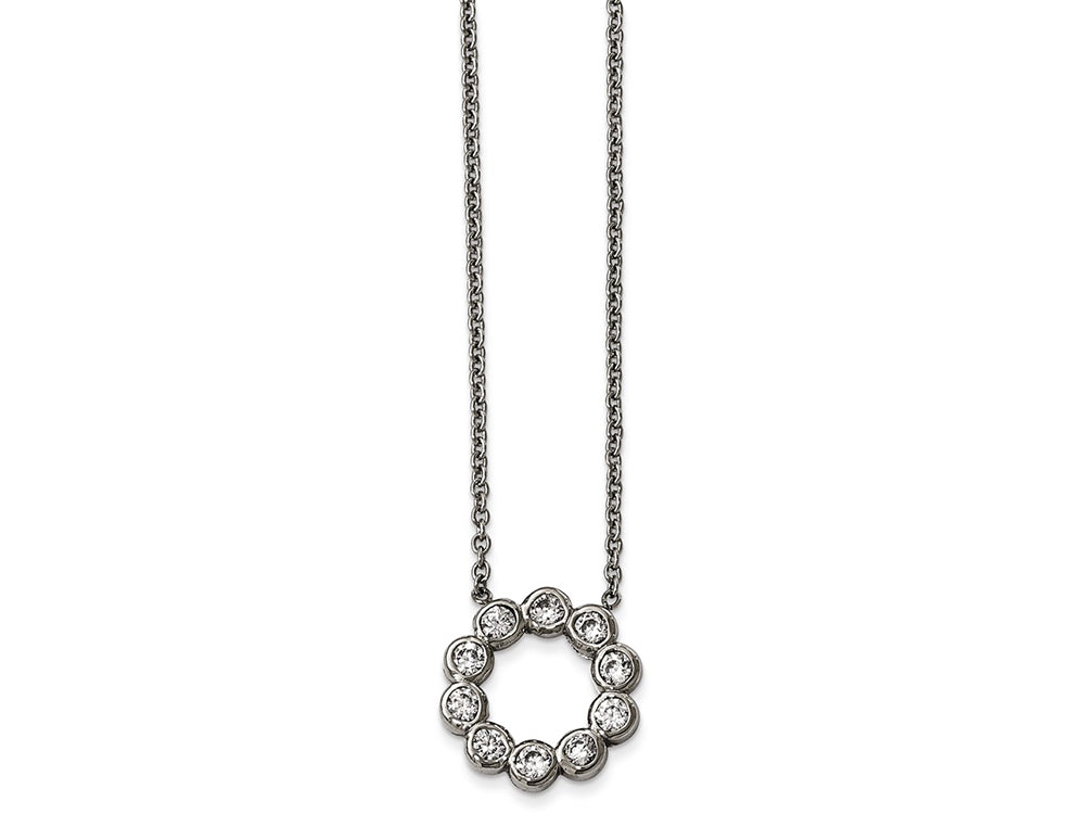 Chisel Stainless Steel Polished CZ Necklace