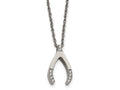 Chisel Stainless Steel W/ CZ Wishbone Necklace