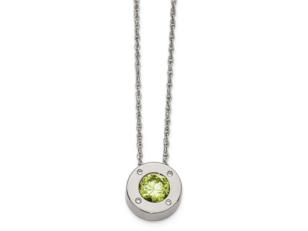 Chisel Stainless Steel Polished CZ May Birthstone Necklace