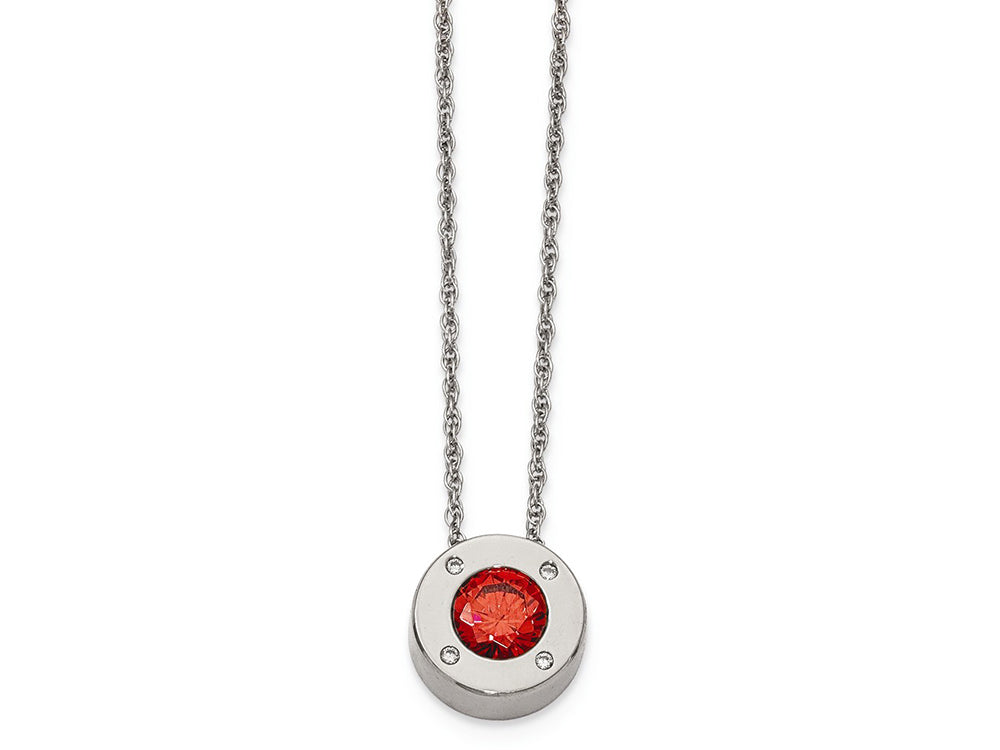 Chisel Stainless Steel Polished CZ July Birthstone Necklace