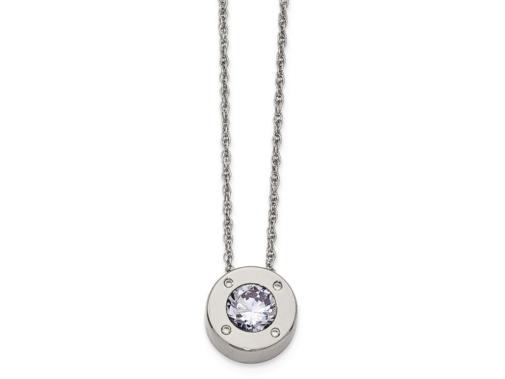 Chisel Stainless Steel Polished CZ June Birthstone Necklace