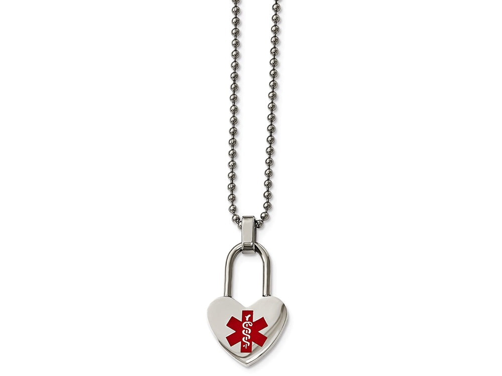Chisel Stainless Steel Small Heart Medical Pendant Necklace
