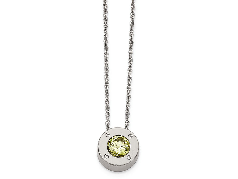 Chisel Stainless Steel Polished CZ August Birthstone Necklace