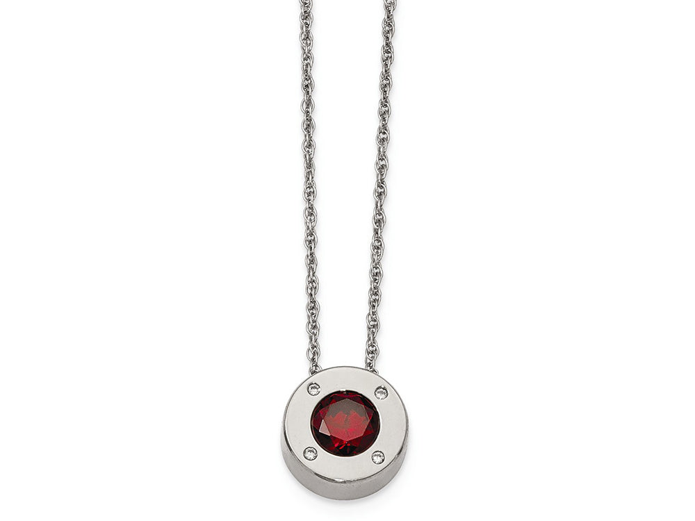Chisel Stainless Steel Polished CZ January Birthstone Necklace
