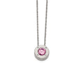 Chisel Stainless Steel Polished CZ October Birthstone Necklace
