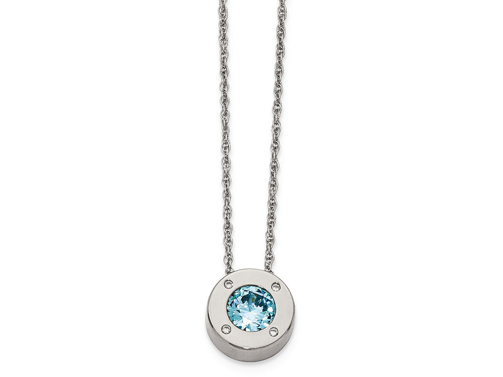 Chisel Stainless Steel Polished CZ December Birthstone Necklace