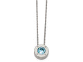 Chisel Stainless Steel Polished CZ December Birthstone Necklace
