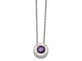 Chisel Stainless Steel Polished CZ February Birthstone Necklace
