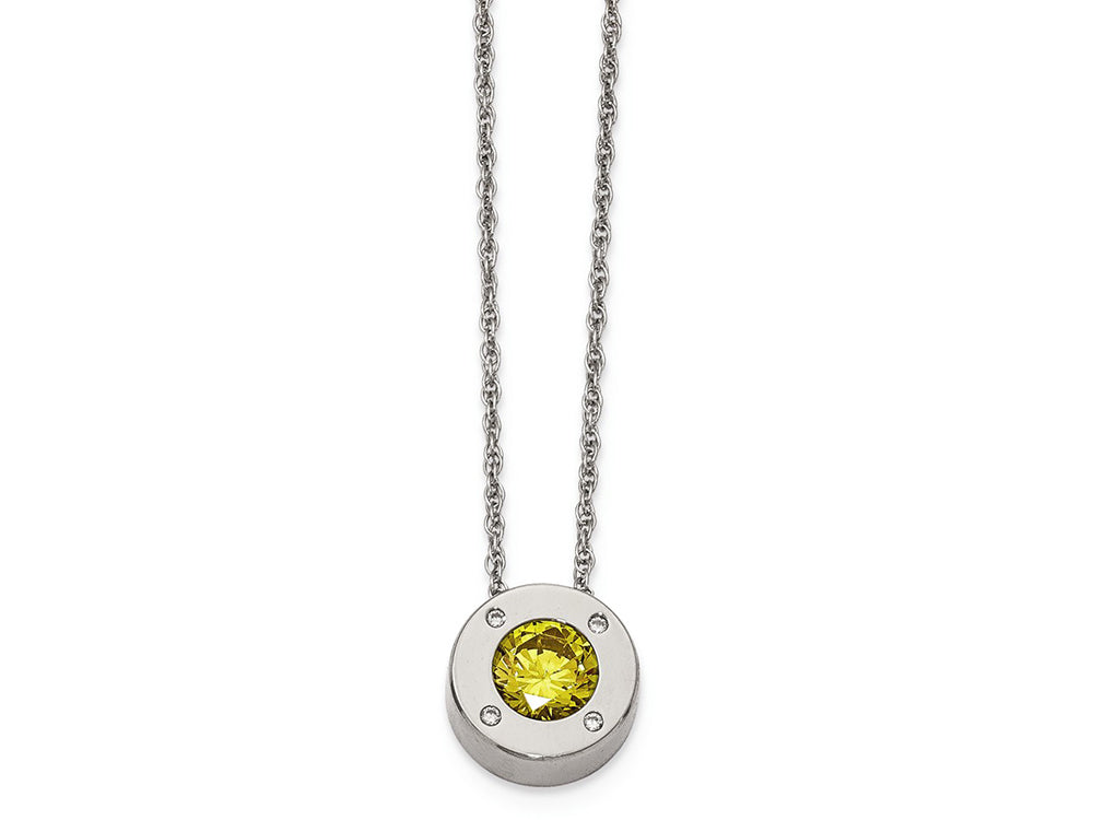 Chisel Stainless Steel Polished CZ November Birthstone Necklace