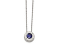 Chisel Stainless Steel Polished CZ September Birthstone Necklace