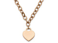 Chisel Stainless Steel Polished Rose Ip-plated W/.5in Ext. Heart Necklace