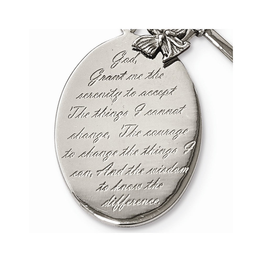 Chisel Stainless Steel Polished Serenity Prayer CZ Cross 2in Ext. Necklace