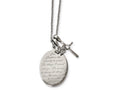 Chisel Stainless Steel Polished Serenity Prayer CZ Cross 2in Ext. Necklace