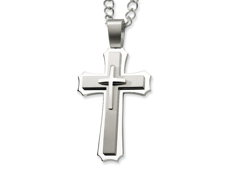 Chisel Stainless Steel Cross Pendant Necklace - 24 inches