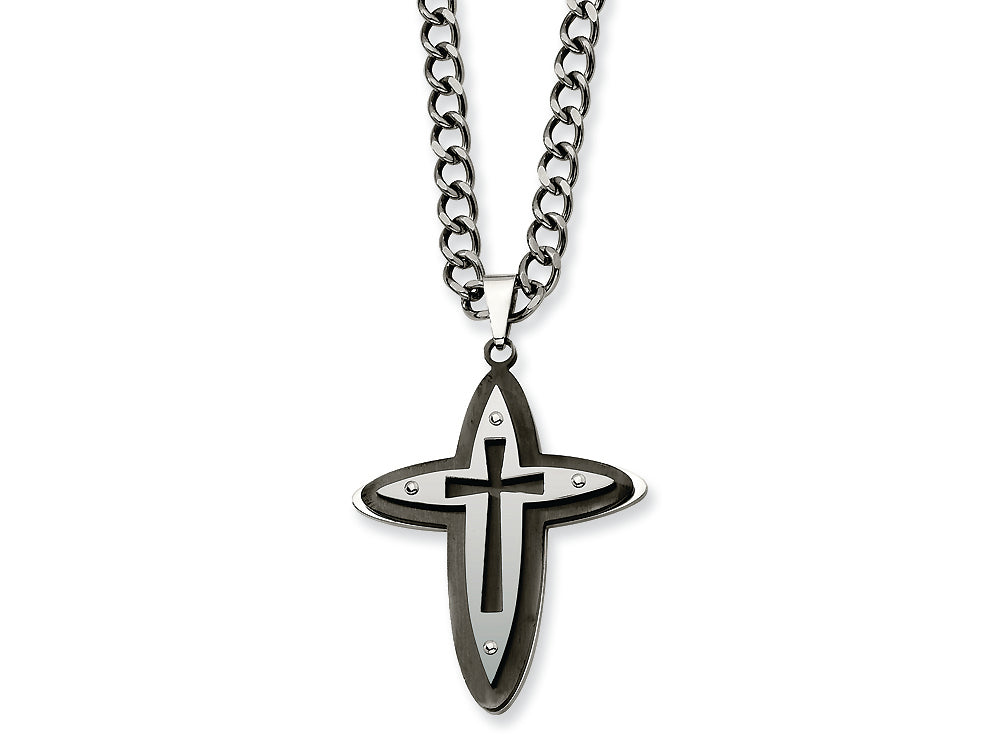 Chisel Pendant Necklace Stainless Steel and Black Color IP - 22 inches
